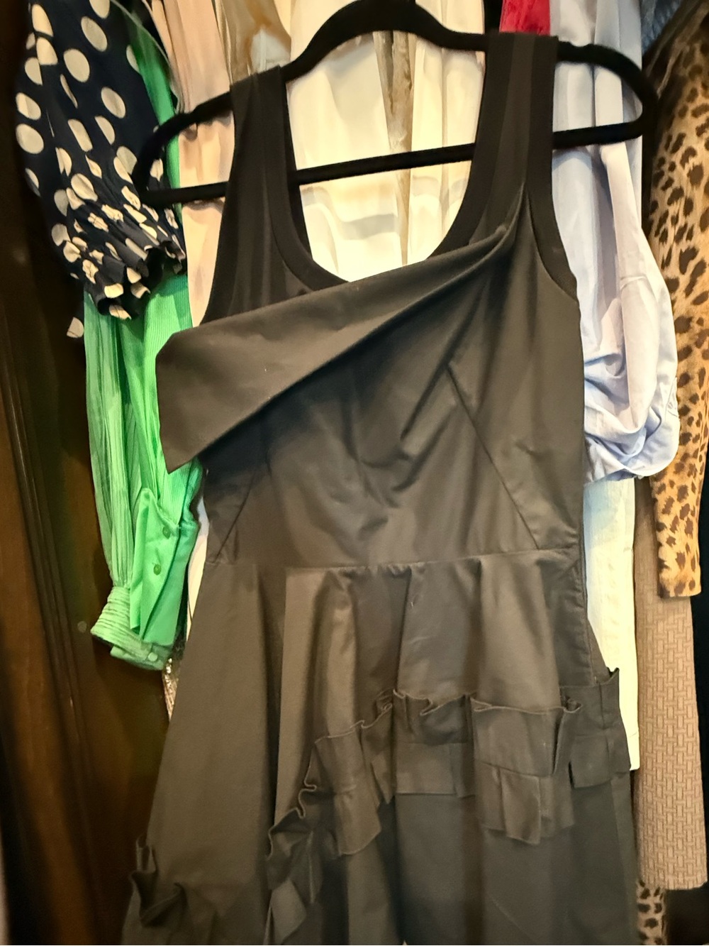 Alexander Mcqueen Asymmetric  Black Sleeveless Ruffle Dress